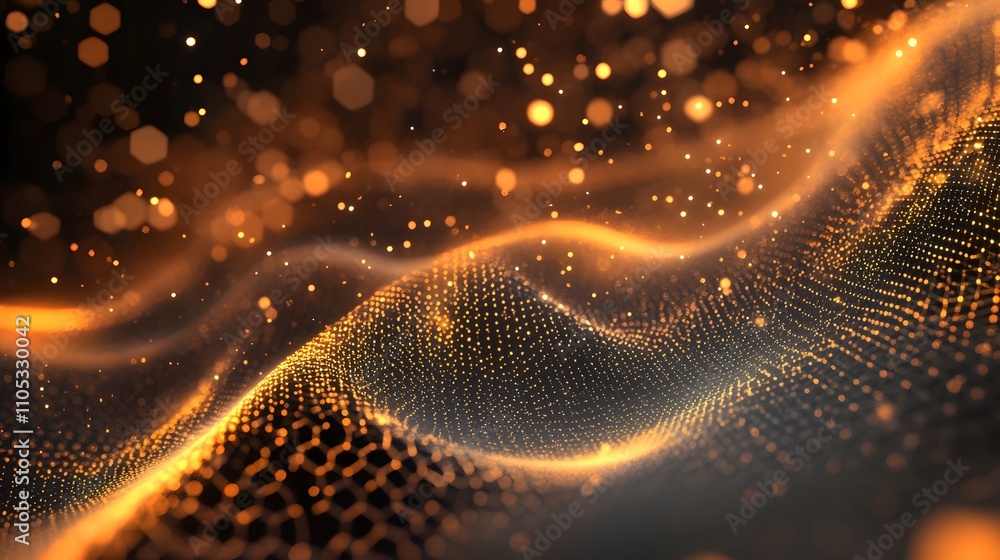 Golden Lights Abstract Wave Particle Background Golden Lights Abstract Wave Particle Background