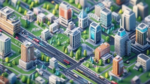 Wallpaper Mural Smart city concept featuring AI-controlled urban systems with isometric 3D buildings Torontodigital.ca