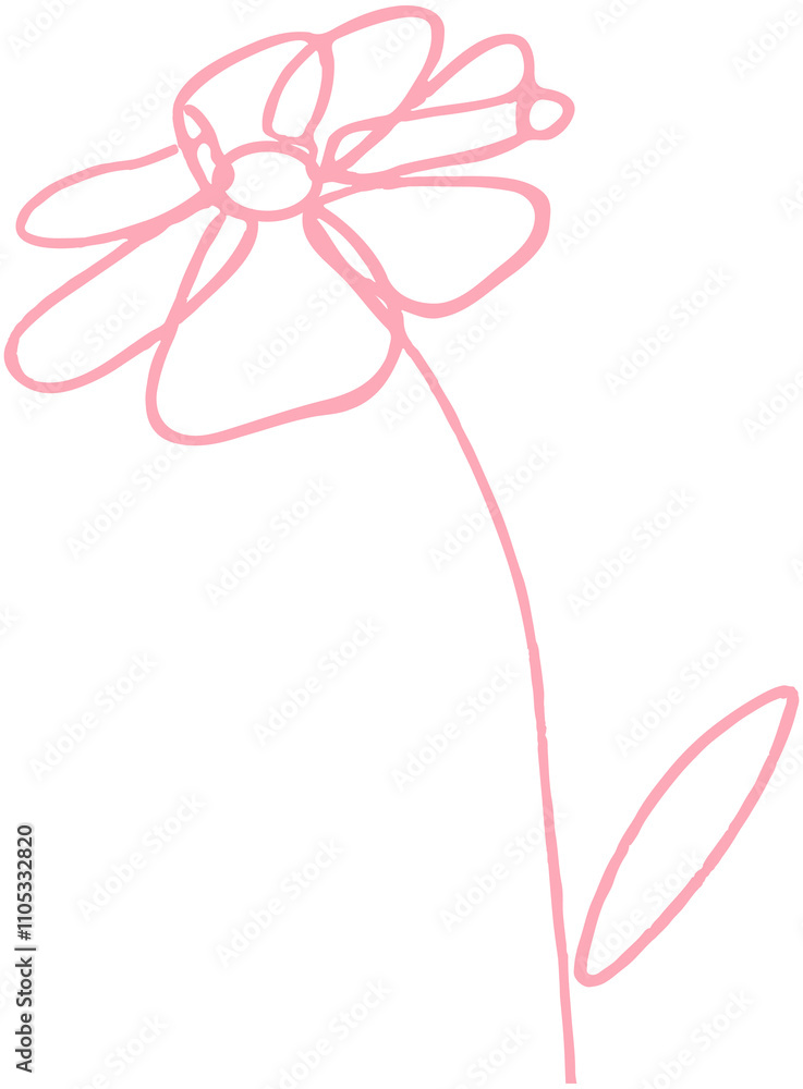 One line daisy doodle hand drawing icon One line daisy doodle hand drawing icon