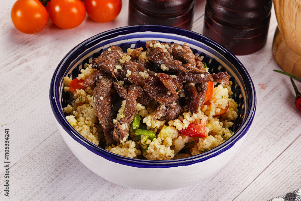 Traditional couscous with beef and vegetables Traditional couscous with beef and vegetables