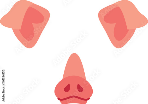 Pig ears and nose cartoon photo filter or mask elements