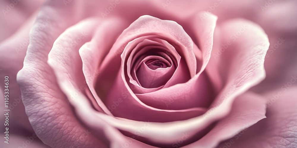 Obraz premium Close up of a pink rose flower showcasing the beauty of its center with a shallow depth of field, highlighting the intricate details of the pink rose flower s petals.