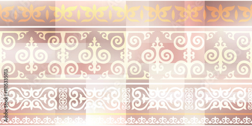 Ethnic background on the theme of Kazakh national ornament, seamless pattern, vector design	