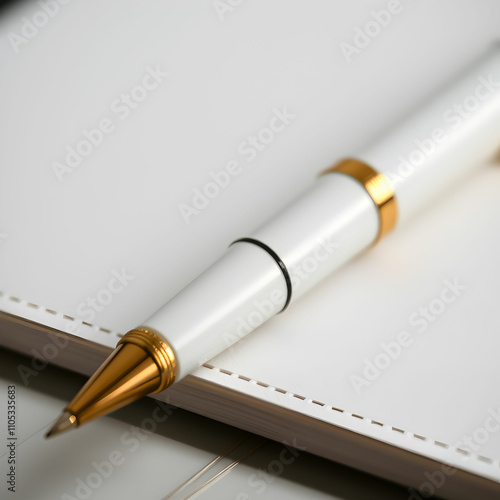 Close upon full luxury white pen photo