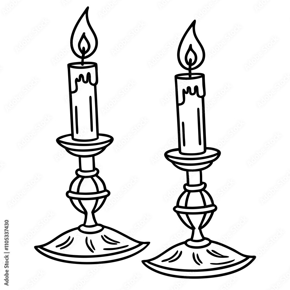 set of candles con linear logo isolated vector illustration set of candles con linear logo isolated vector illustration