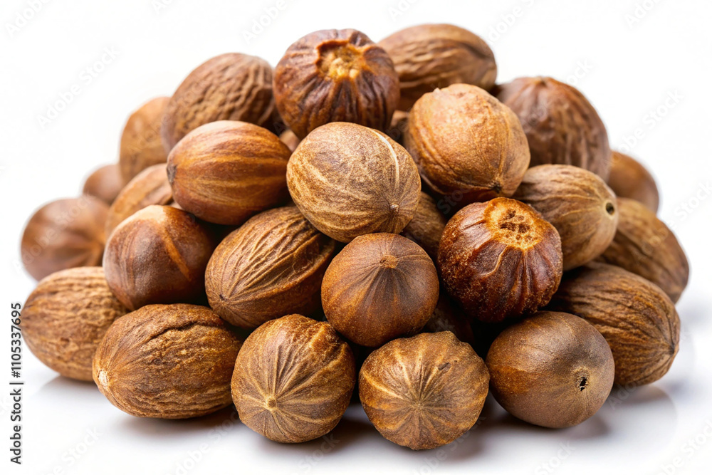 Mace or Nutmeg Aril Heap, isolated on white background