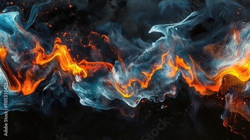 Vivid fire pattern glowing against a smooth black backdrop