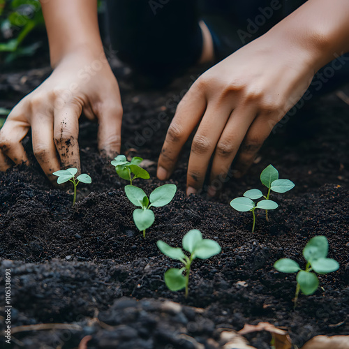 Nurturing new life: A pair of hands gently cradles a young seedling, ready to plant it in the fertile earth