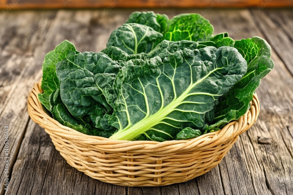 Collard Green. Fresh Bunch of Organic Collard Greens on Farm Background Collard Green. Fresh Bunch of Organic Collard Greens on Farm Background