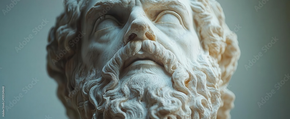 a meticulously detailed sculpture of socrates reflecting his contemplative expression and the rich textures of marble surrounded by an ethereal light that enhances the philosophical atmosphere a meticulously detailed sculpture of socrates reflecting his contemplative expression and the rich textures of marble surrounded by an ethereal light that enhances the philosophical atmosphere