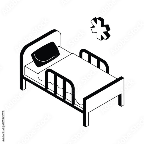Hospital bed representing patient care and rest areas
