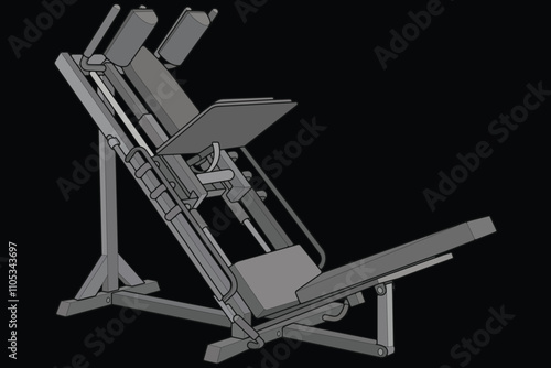 Leg press machine illustration. Fitness, cardio, and muscle building machines, equipments set at gym. Workout and training concept