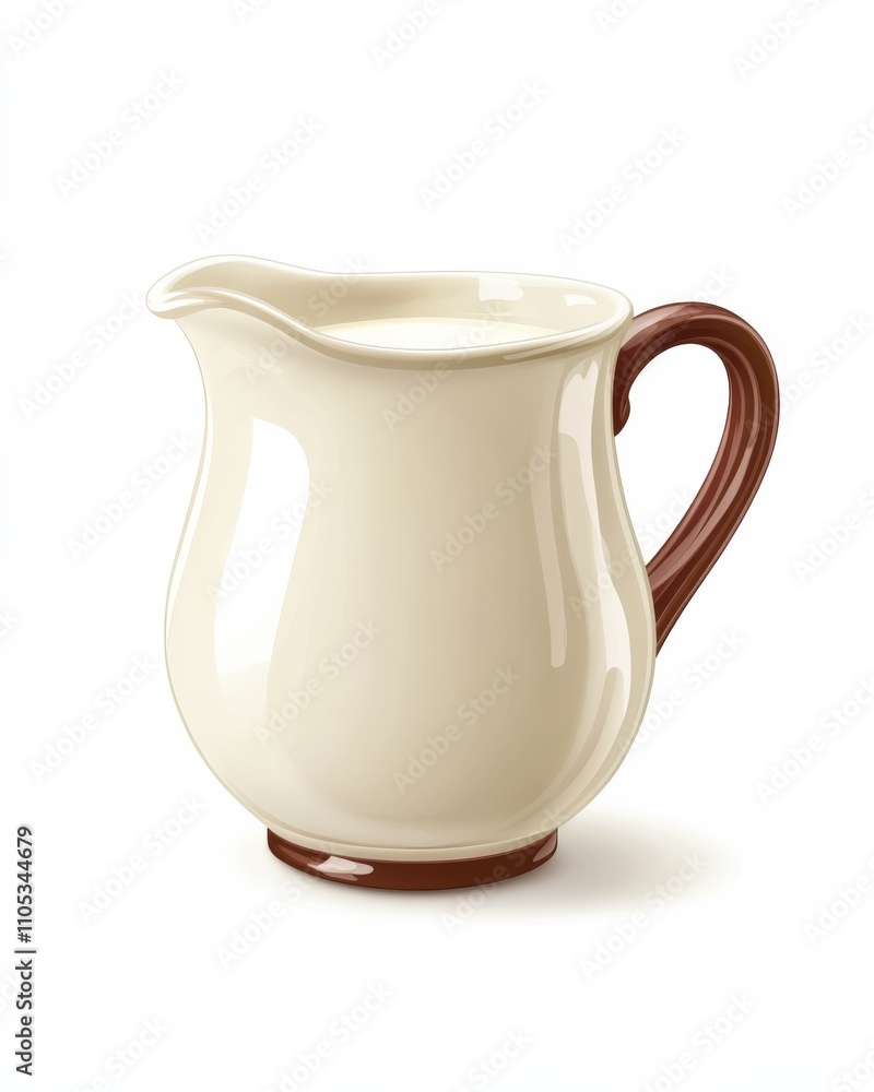 Creamer Jug Isolated on White Background. Dairy Ingredient for Liquid Drinks Creamer Jug Isolated on White Background. Dairy Ingredient for Liquid Drinks