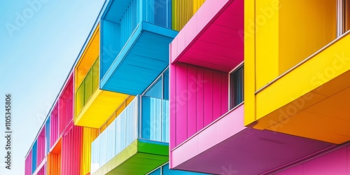 Wallpaper Mural Vibrant and colorful building structure showcasing a rainbow of hues, creating an eye catching and unique exterior that captivates with its vibrant design and colorful features. Torontodigital.ca