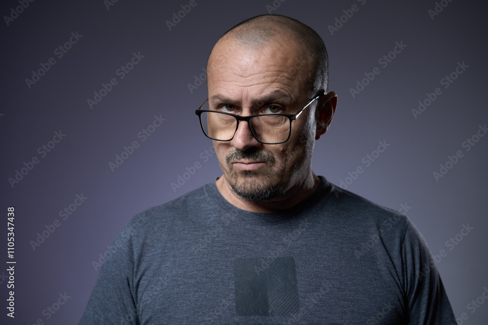 Fototapeta premium Mature man with an expression of skepticism
