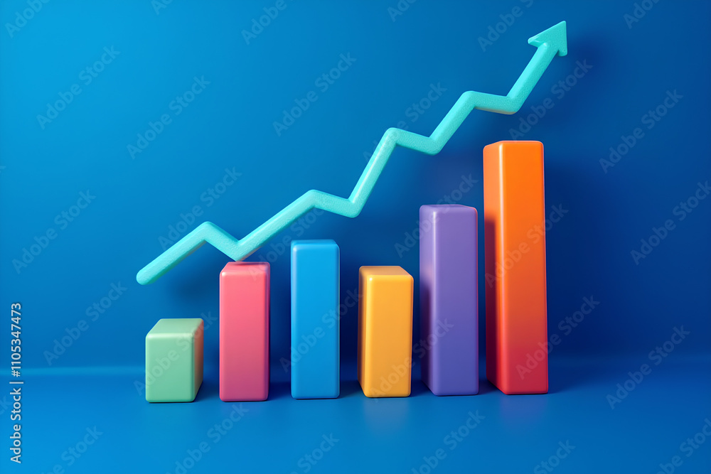 A colorful bar graph chart showing a business concept A colorful bar graph chart showing a business concept