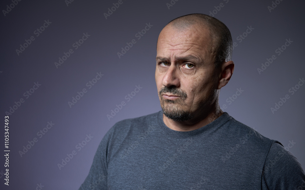 Mature man with an expression of skepticism Mature man with an expression of skepticism