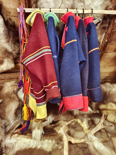 Traditional sami clothing on a hanger.