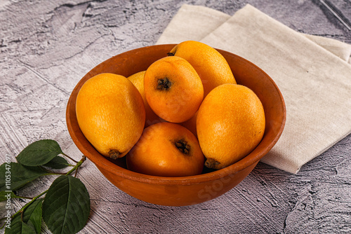 Ripe sweet juicy medlar fruit photo