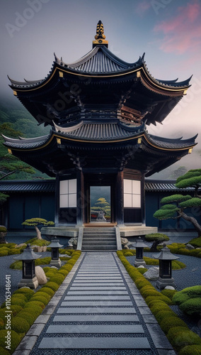 3D pavilion in the park of the temple