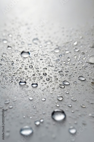 Water drops on white background texture. backdrop glass covered with drops of water. bubbles in water