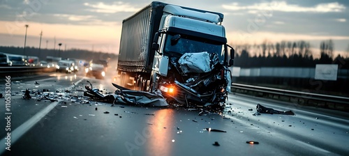 The highway accident involved a large truck.