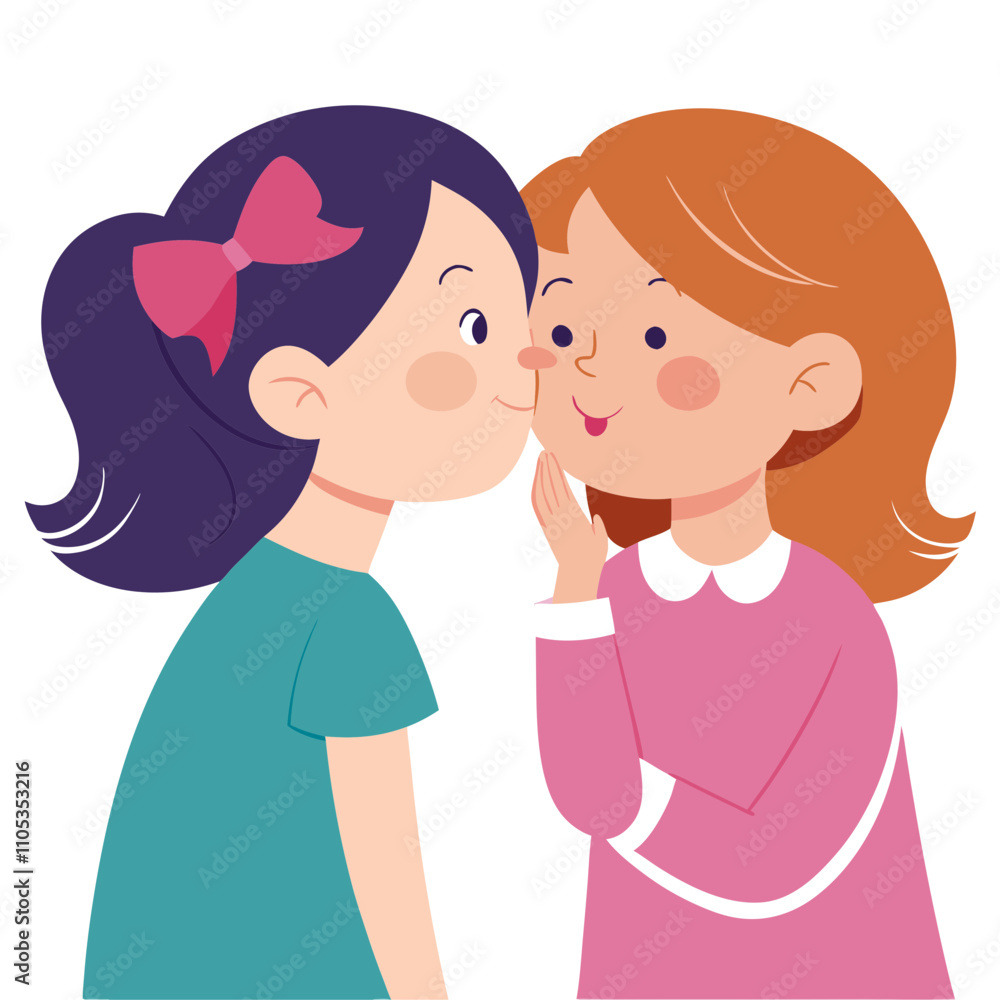 illustration of little girls whispering secrets. illustration of little girls whispering secrets.