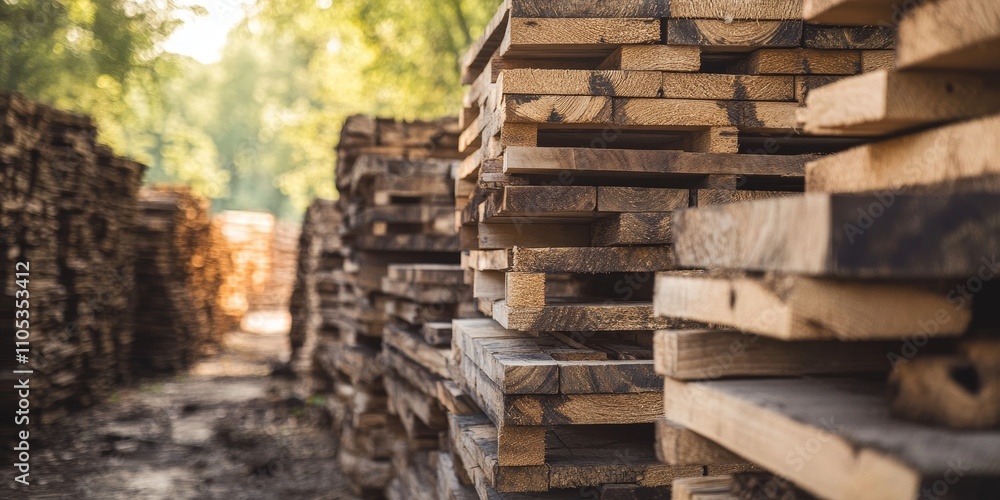 Wooden planks stacked for air drying, showcasing the process of air drying wood. This image emphasizes the importance of air drying wooden planks in woodworking and construction. Wooden planks stacked for air drying, showcasing the process of air drying wood. This image emphasizes the importance of air drying wooden planks in woodworking and construction.