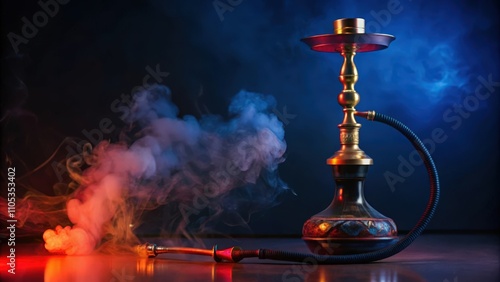 Hookah with Smoke and Colorful Lighting