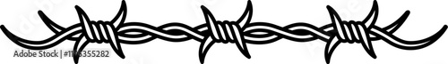 Y2k tattoo of barbed wire. Isolated vector black and white symbol for boundaries, protection and toughness, restriction, strength and resilience. Monochrome icon or sign of emo, punk and gothic arts