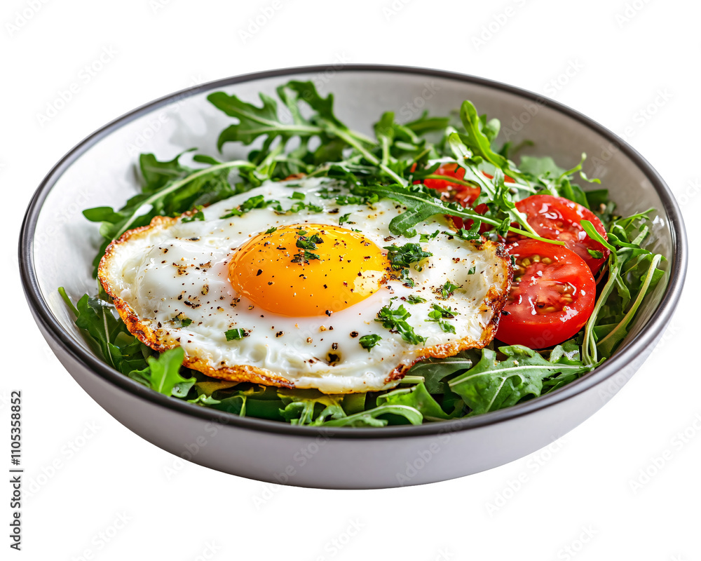 a bowl of food with a sunny side up egg and tomatoes a bowl of food with a sunny side up egg and tomatoes