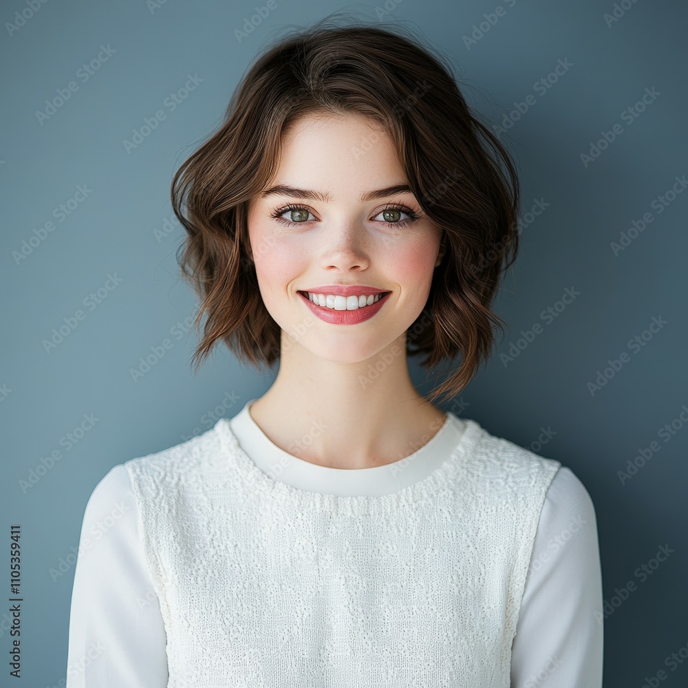 Bright smile of a young woman against a textured background Bright smile of a young woman against a textured background