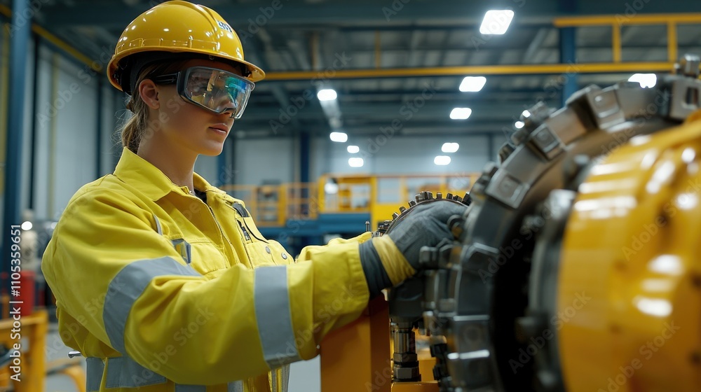 Worker utilizing augmented reality technology to view internal machinery operations, ensuring precision Worker utilizing augmented reality technology to view internal machinery operations, ensuring precision