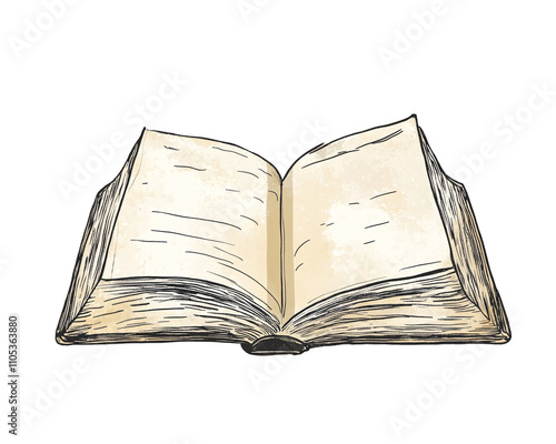 a drawing of an open book
