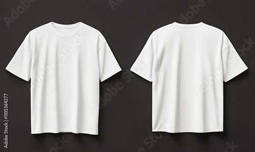 Blank black oversize t-shirt mockup, front and side view, 3d render. Stylish black t-shirt on white background, Generative Ai
