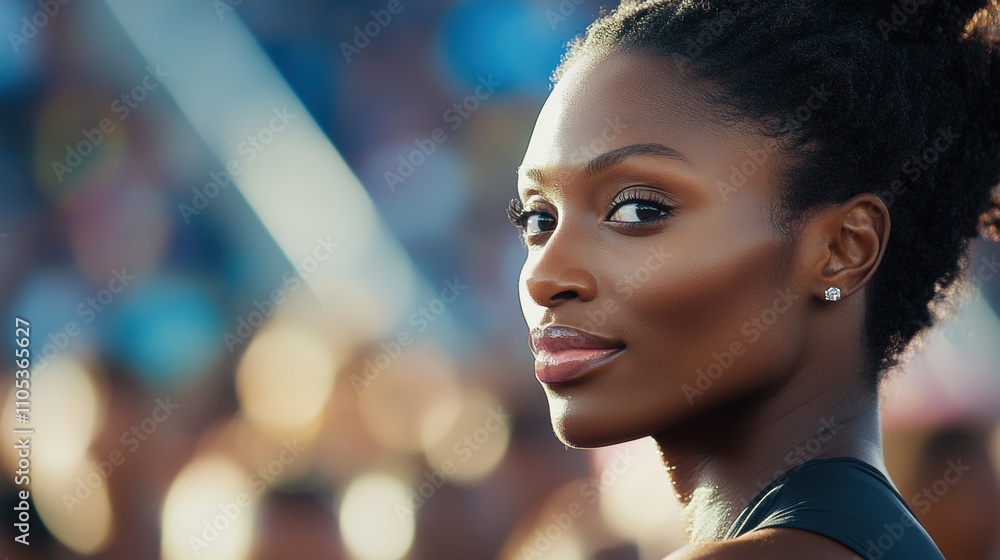 Portrait of a confident Black woman, showcasing beauty and strength in a vibrant setting. Portrait of a confident Black woman, showcasing beauty and strength in a vibrant setting.