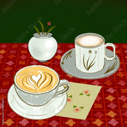 Hot coffee and tea for winter season with oriental style.