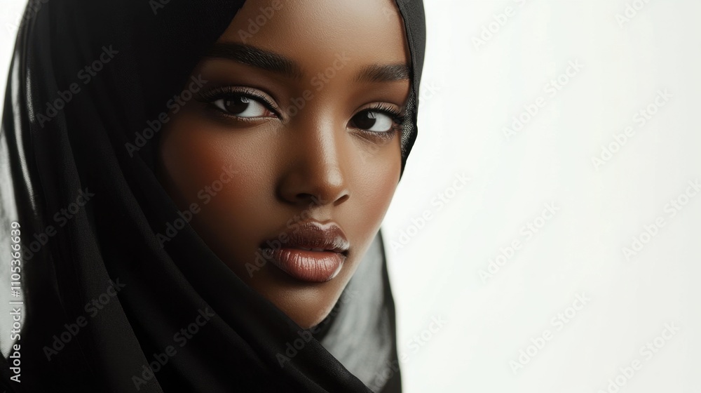 A woman with a black scarf on her head A woman with a black scarf on her head