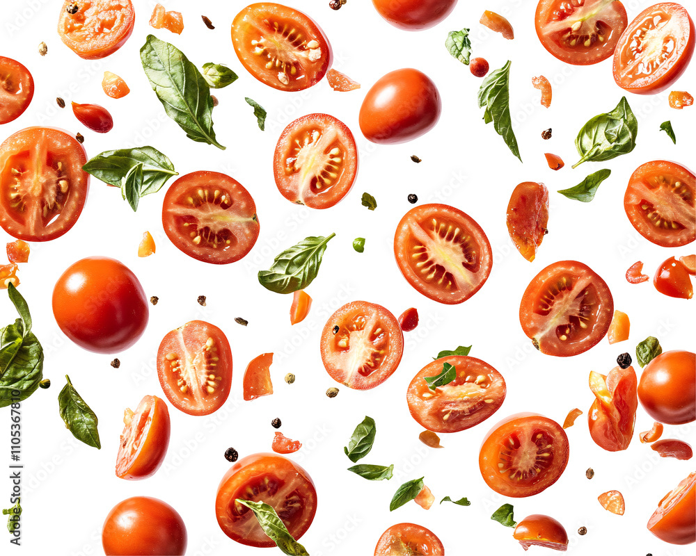 a group of tomatoes and basil a group of tomatoes and basil