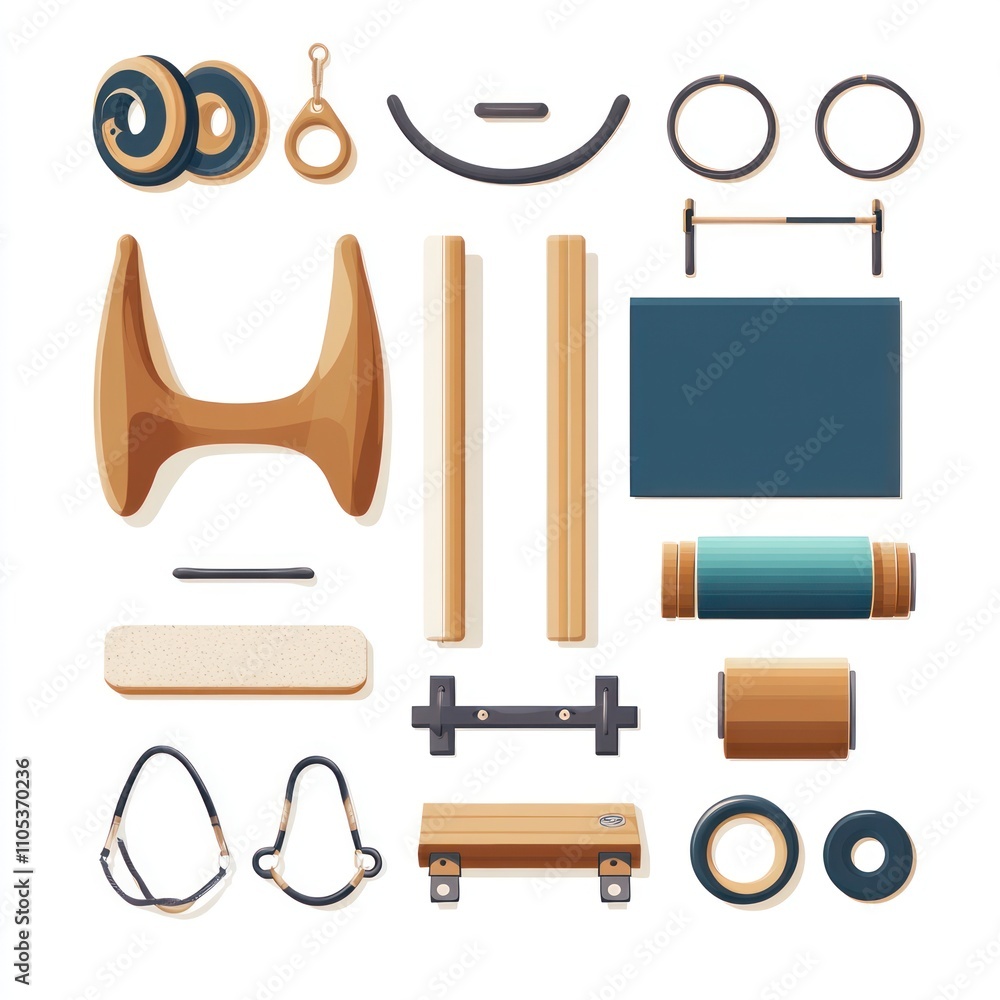 Gymnastic Rings and Equipment Illustration Gymnastic Rings and Equipment Illustration