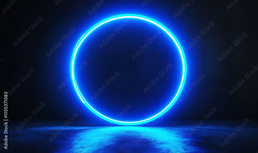 Geometric circle in neon blue color on dark background, Generative Ai
Geometric circle in neon blue color on dark background, Generative Ai