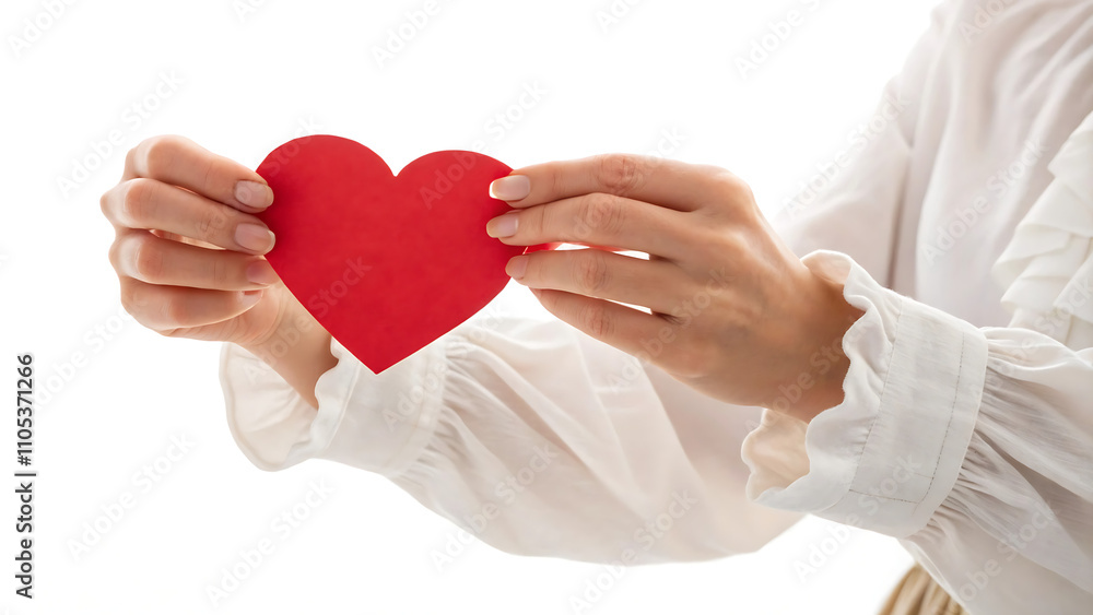 Close-up of hands holding a bright red paper heart against a white background. A minimalist and symbolic representation of love, care, and compassion.
Close-up of hands holding a bright red paper heart against a white background. A minimalist and symbolic representation of love, care, and compassion.