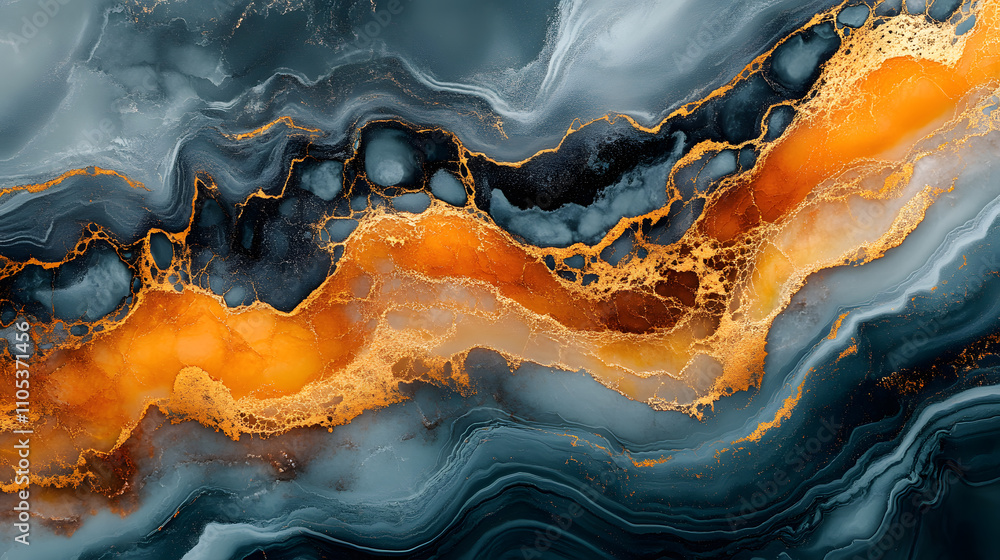 Abstract liquid marble design with bold metallic accents Abstract liquid marble design with bold metallic accents