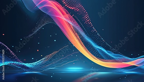Abstract digital wave with vibrant colors on a dark background, representing technology and innovation.
