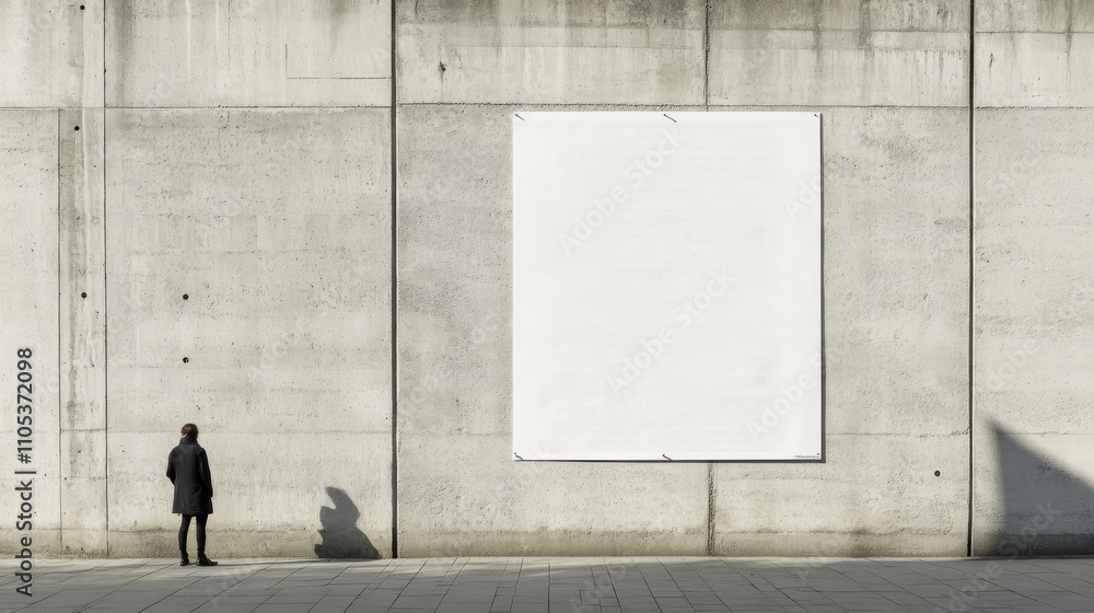 blank white poster hanging on a concrete wall blank white poster hanging on a concrete wall