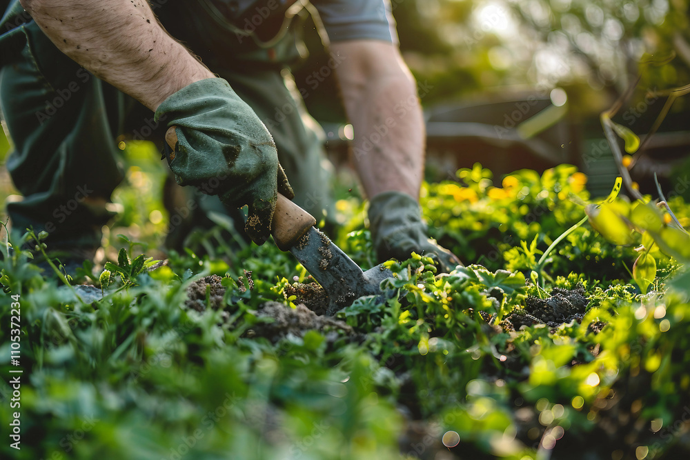 A person gardening in a field generative AI concept A person gardening in a field generative AI concept