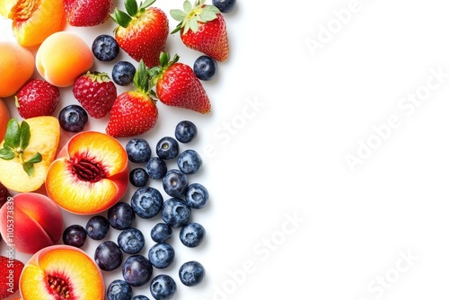 Fresh Summer Fruits Arranged On White Background photo