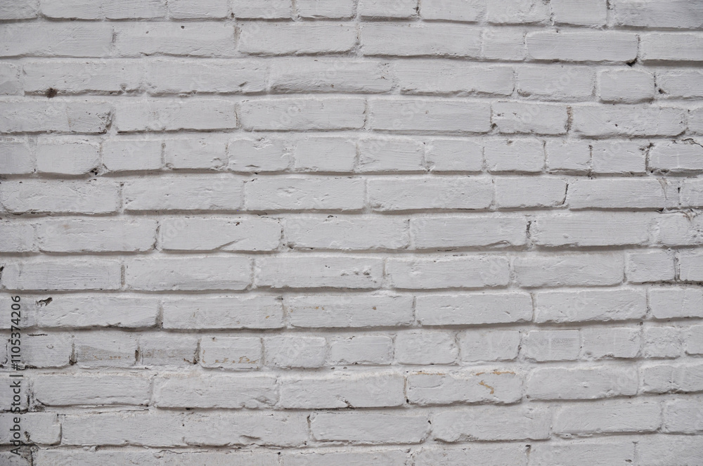 Fototapeta premium Old brick wall painted white textured backgound