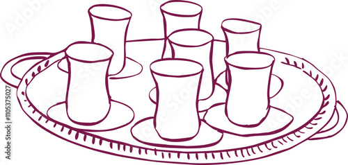 Armudu. Tea ceremony hand-drawn illustration