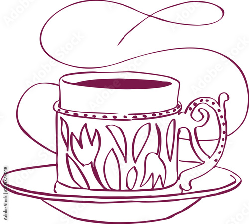 Mug design. Tea ceremony hand-drawn illustration